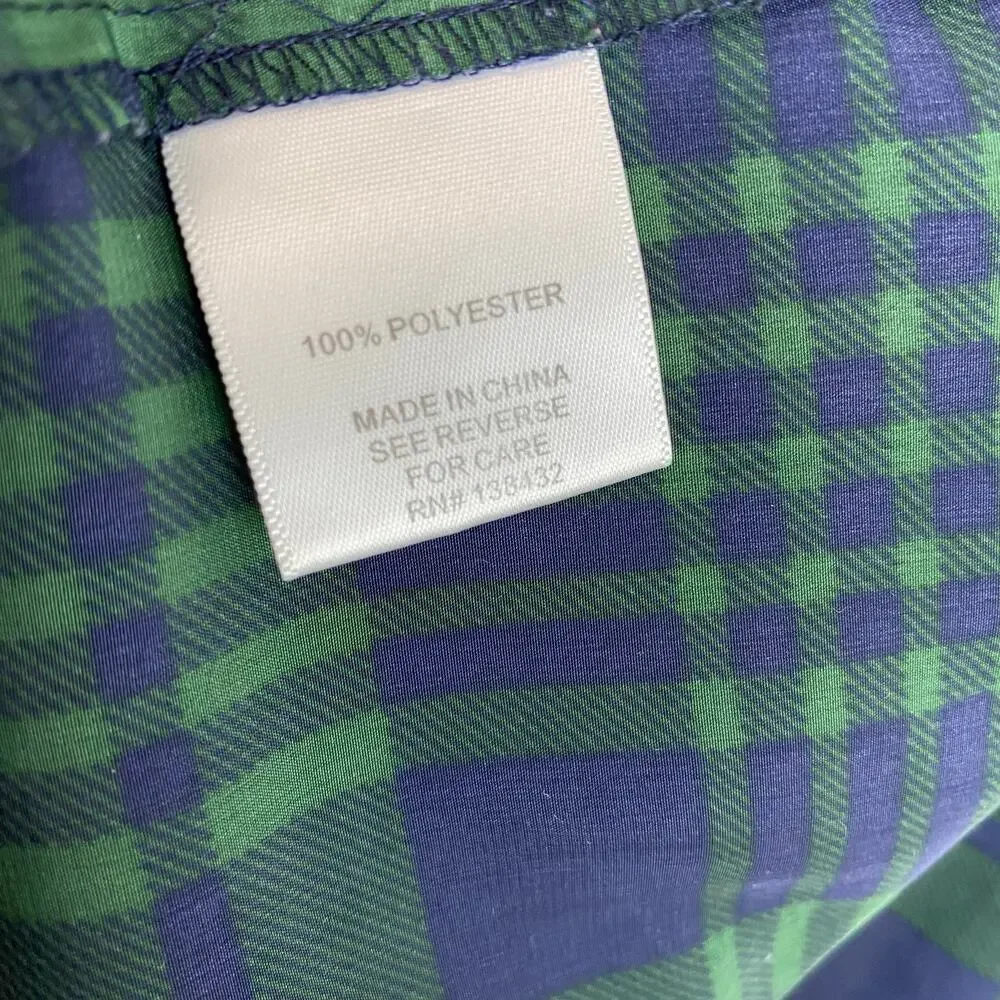ModCloth Fervour Navy Green Tartan Plaid Sleeveless Blouse Small Holiday